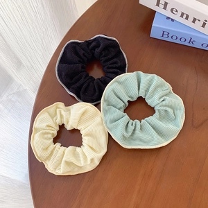 Korean Ins Ribbed Corduroy Hair Scrunchies High Elasticity Large Hair Ring For Women Contrast Edge Hair Accessories Tie