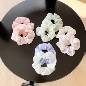 Floral Plaid Hair Scrunchies Sweet Chiffon Voile Hair Ties Elastic Ponytail Holder For Women Girls Hair Accessories