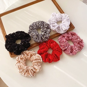 Sparkly Velvet Sequin Scrunchies Elastic Hair Ties For Women Ponytail Holder Fashion Headwear Accessories Versatile Shiny Hair Ring
