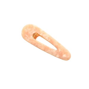 Pink marble acetate drop-shaped hair clip with gold metal duckbill alligator clip