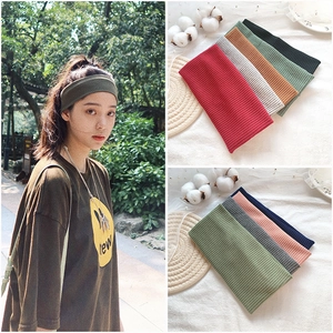 Vintage Ribbed Knitted Wide Headband For Women Elastic Solid Color Hair Band Soft Warm Turban Autumn Winter Hair Accessories