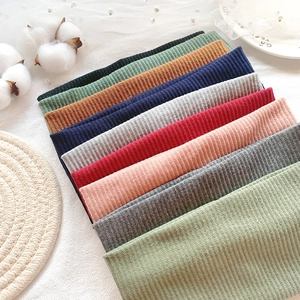 Minimalist rib-knit wide headbands in assorted Morandi colors for women