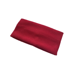 Vintage dark red knitted headband with minimalist ribbed texture for women's winter style