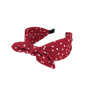 Serre-tête rouge à pois blancs avec nœud papillon pour femme au style rétro et doux