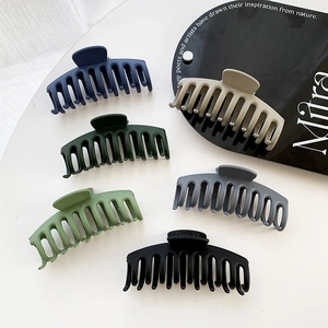 Matte finish large 10.5cm hair claw clips set in six Morandi colors on white table