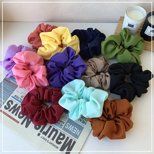 Oversized French organza hair scrunchies set in various vibrant colors for women