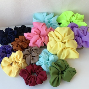 Multi-colored oversized organza scrunchies set with soft pleated chiffon fabric texture