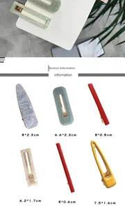 Dimensioni dettagliate delle mollette in acrilico marmorizzato e set di forcine glitter