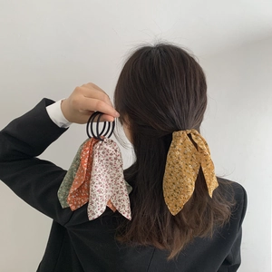 Set de chouchous à nœuds floraux en mousseline avec longs rubans pour queue-de-cheval