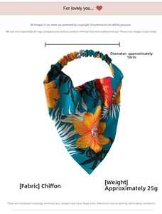 Détail d'un bandeau en mousseline à imprimé floral tropical avec une bande élastique