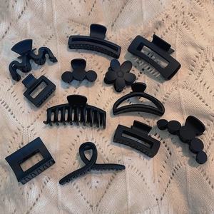 Matte Black Acrylic Hair Claw Clips Minimalist Frosted Plastic Hair Clamps Various Shapes For Women Hair Accessories