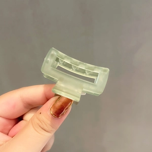 Pince à cheveux carrée vert clair givré de taille moyenne avec une finition mate