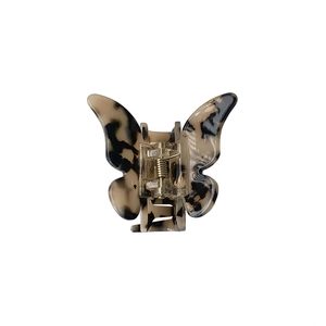 Elegant tortoise shell butterfly hair claw clip with gold spring for women's updos