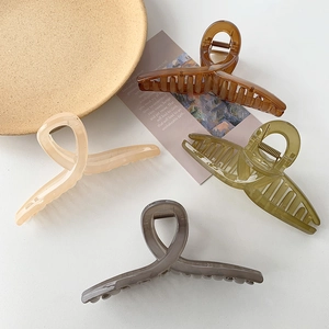 Large Acrylic Hair Claw Clip For Women Minimalist Korean Style Cross Twist Transparent Hair Catch Clip Styling Accessory