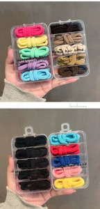 Detail of 25PCS seamless hair bands in a divided storage box with strong elasticity