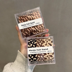 Strong elasticity braided hair ties set with 12 pieces brown spiral and 9 pieces mixed braid