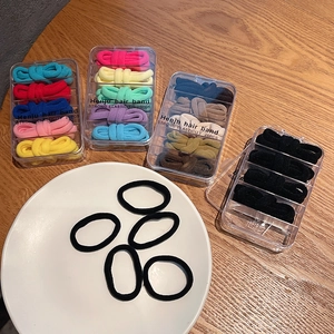 Henju Seamless High Elasticity Hair Ties For Women Minimalist Towel Loop Hair Band Set Multicolor Black Series In Box