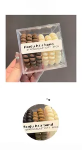 Strong elastic spiral hair ties in a transparent box, coffee and beige color set