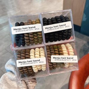Minimalist Spiral Phone Cord Hair Ties Set High Elasticity Earth Tone Hair Bands For Women Daily Headwear Accessories
