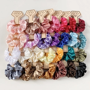 Chouchous en Satin Élégants Grands Élastiques Haute Élasticité Couleur Unie Floral Porte Queue de Cheval Accessoires Cheveux Femme