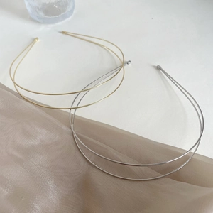 Minimalist Double Row Metal Headband Korean Style Shiny Thin Alloy Hair Hoop For Women Hair Accessories Party Daily Use