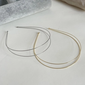Minimalist double-layered metallic headband set in gold and silver finish