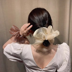 Chouchous Élégants en Organza Géants Élastiques à Cheveux Transparents à Volants pour Femmes Style Féerique Accessoires de Coiffure