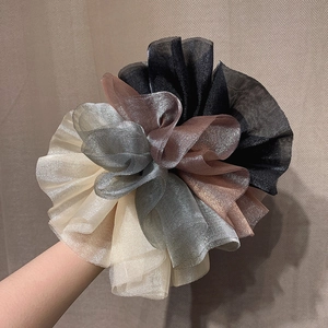 Chouchou élégant en organza surdimensionné avec tulle à volants en quatre couleurs chic