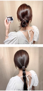 Details zu hochelastischen Haargummis in Schwarz-Grau für elegante Pferdeschwanz-Frisuren