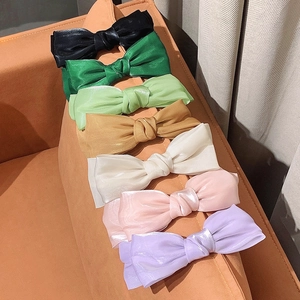 Bandeau en Maille à Double Couche avec Grand Nœud pour Femmes Été Serre-tête en Satin Doux Accessoires Cheveux
