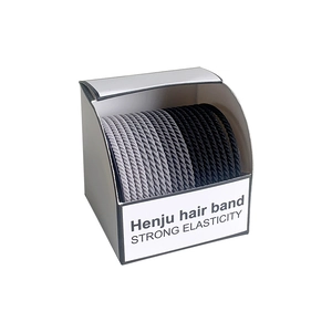 Haargummis Set in Dunkelgrau und Schwarz mit gerippter Textur in Displaybox