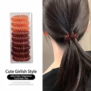 Lot de 9 Élastiques à Cheveux Spirale en Plastique Fil de Téléphone Élastiques Sans Pli Anneaux pour Cheveux Femmes Filles