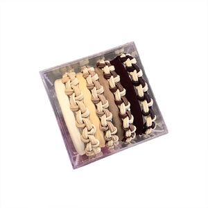 5-piece set of durable high-elastic woven hair ties in earth-tone colors with storage box