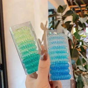 Lot de 9 élastiques à cheveux spirales dégradés dans leurs boîtes transparentes