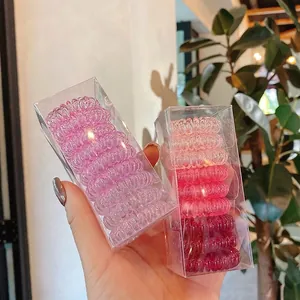 Lot de 9 élastiques à cheveux en spirale transparents avec dégradé de couleurs