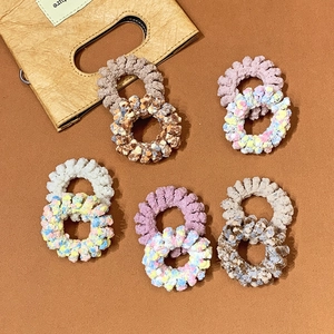 Lot de 10 élastiques à cheveux spirale en peluche aux couleurs et pois variés
