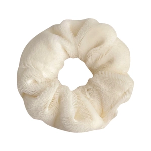 Chouchou en peluche blanche douce avec texture en fausse fourrure pour filles
