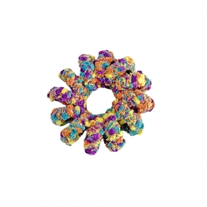 Élastique à cheveux spirale en peluche multicolore avec texture chenille douce