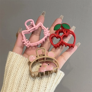 Dames Schattige Mini Haarklemmen Legering Hars Cartoon Kers Diervorm Haaraccessoires Voor Dagelijkse Styling Meisjes Cadeaus