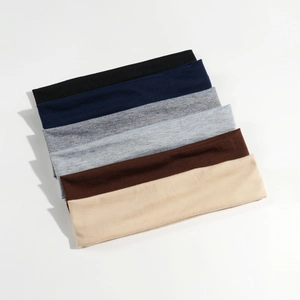 Set of six colorful elastic cotton sports headbands for running and daily yoga