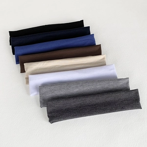 Elastic sports headband set in eight solid colors including black, navy, and beige