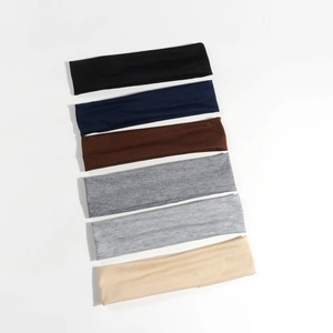 Unisex Sports Headband 6cm Wide Elastic Sweat Absorbent Knit Fabric Hair Band For Yoga Running Workout Simple Solid Color Headwrap