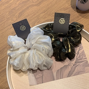 Große Organza Schimmer Haargummis Für Damen Handgemachte Plissee Netz Haargummi Französisch Minimalistisch Übergroßes Elastisches Haarband