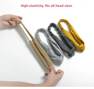 Close-up of elastic ribbed knit headbands showing high stretchability for all head sizes