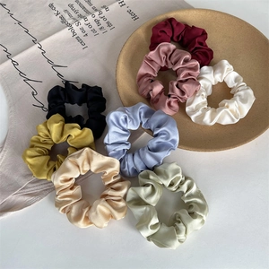 Elegant Satin Scrunchies Large Hair Bands Solid Color Silk Like Elastic Hair Ties For Women Girls Daily Hair Accessories