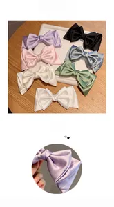 Détails d'une collection de sept pinces à cheveux en satin aux couleurs pastel