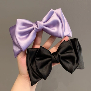 Grande Pince à Cheveux Nœud en Satin Accessoire de Coiffure Princesse Élégant pour Femme Pince à Ressort Unie