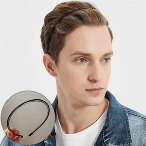 Men's black wavy spring headband for sports hair styling with secure grip design