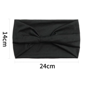 Fascia per capelli nera con nodo, elastica e larga per sport e yoga, misura 24x14cm