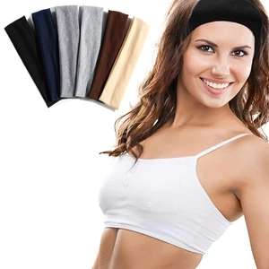 Set of 6 elastic sport headbands in neutral colors for yoga and fitness training